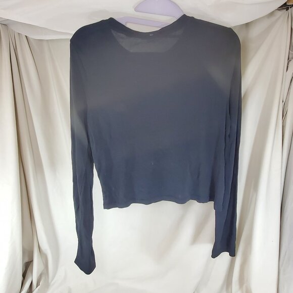 GAP Y2K Black Long Sleeve Crop MESH Top goth punk emo M - Picture 4 of 4